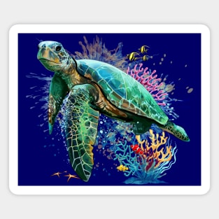 Sea turtle watercolor Style Underwater Summer Vibes Magnet